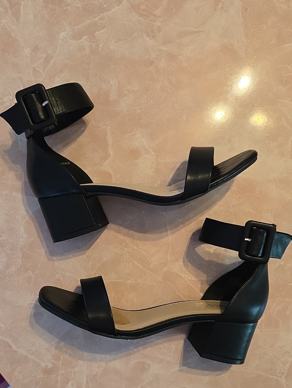 Women's Black Ankle-Strap Block Heel Sandals